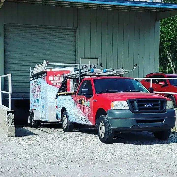 Mr. Softwash owner Steve and crew cleaning a Lowcountry home exterior
